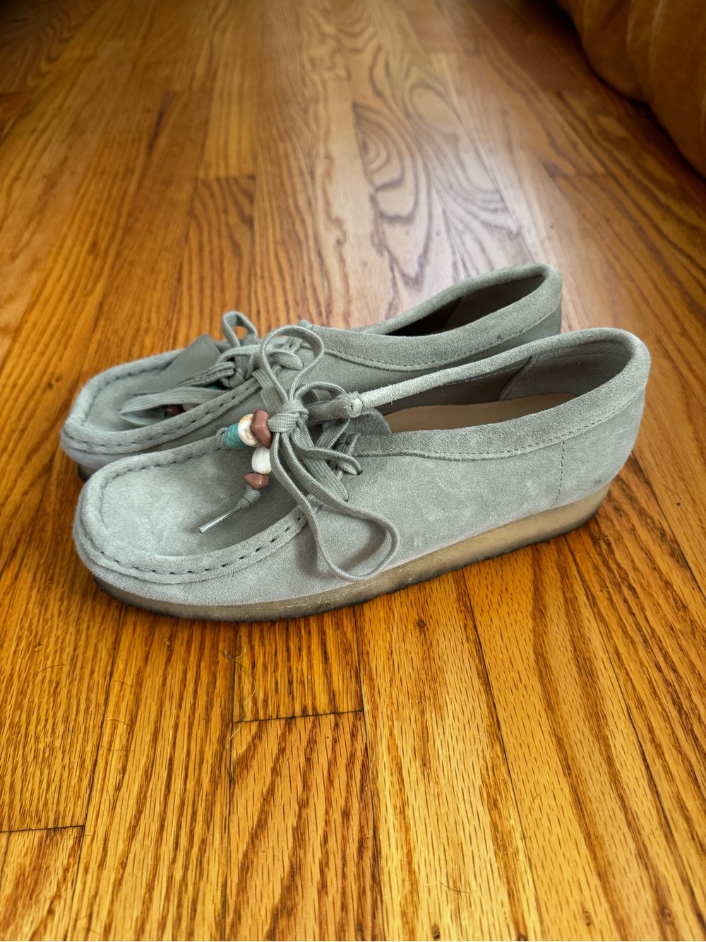 Clarks Women's Suede Moccasin Loafers in Light Gray